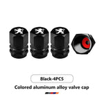 4PCS Car Wheel Tire Valve Stem Caps | Aluminum Alloy Dust Caps for Peugeot Models additional angle