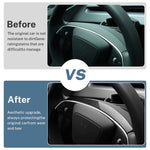 ABS Carbon Fiber Steering Wheel Frame Cover For Tesla Model 3 Highland 2024 Model Y Juniper 2025 Trim Car Interior Accessories