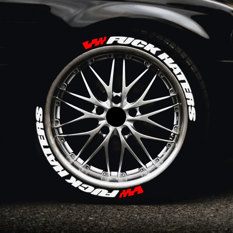 FUXK HATERS Tire Lettering Sticker 1.06 Inch Font Universal Personlized Car Tyre Decoration Wheels L