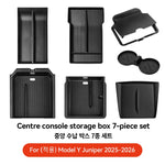 For Tesla Model 3/Y/Highland/Juniper 2026 Center Armrest Hidden Storage Box | Cup Hold close-up view