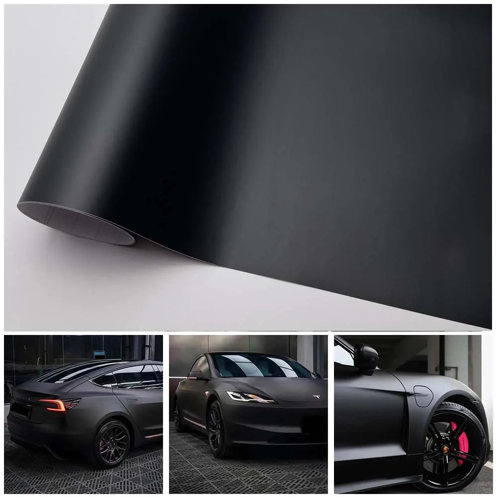Black Matte Car Vinyl Film Self-adhesive Auto Motorcycle Body Wrapping Film Matt Black Wrap Vinyl Ai