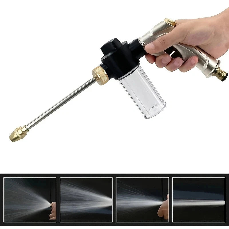 Metal Long Foam Water Gun | High-Pressure Cleaning Nozzle for Garden and Vehicle Use close-up view