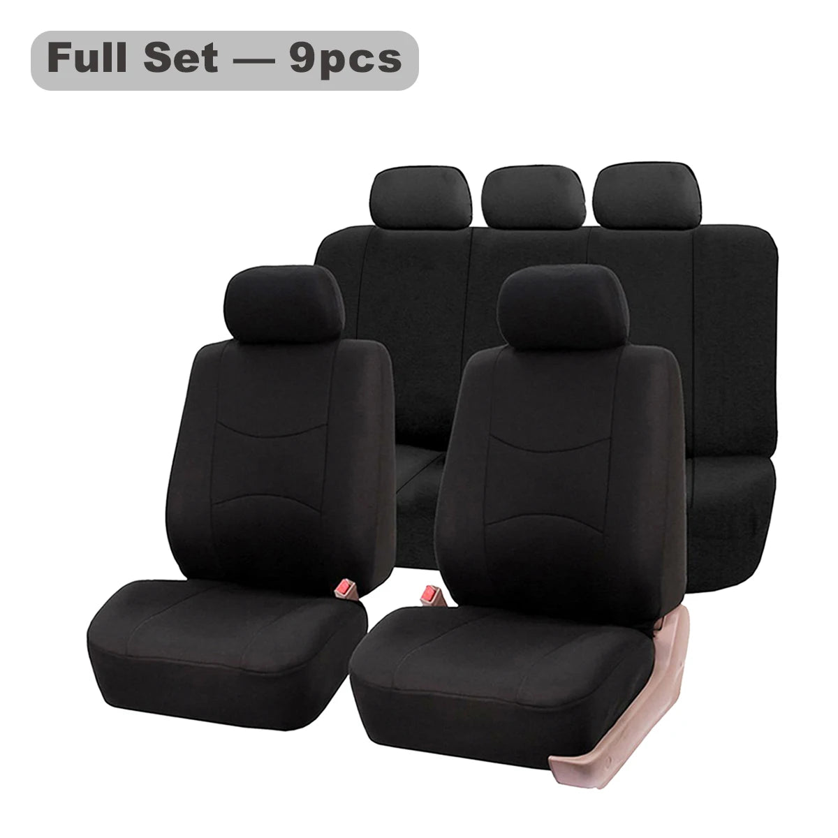 Universal Car Seat Cover Set 9 Pcs Polyester Knit Fabric Four Seasons detail view