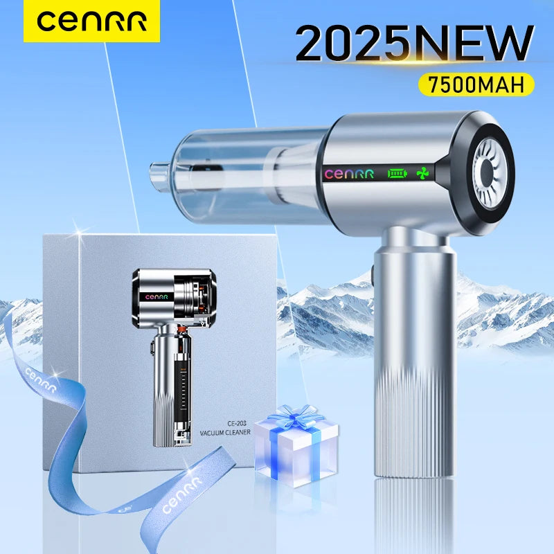 CENRR Car Vacuum Cleaner | Strong Suction Portable Handheld with LED and Air Gun