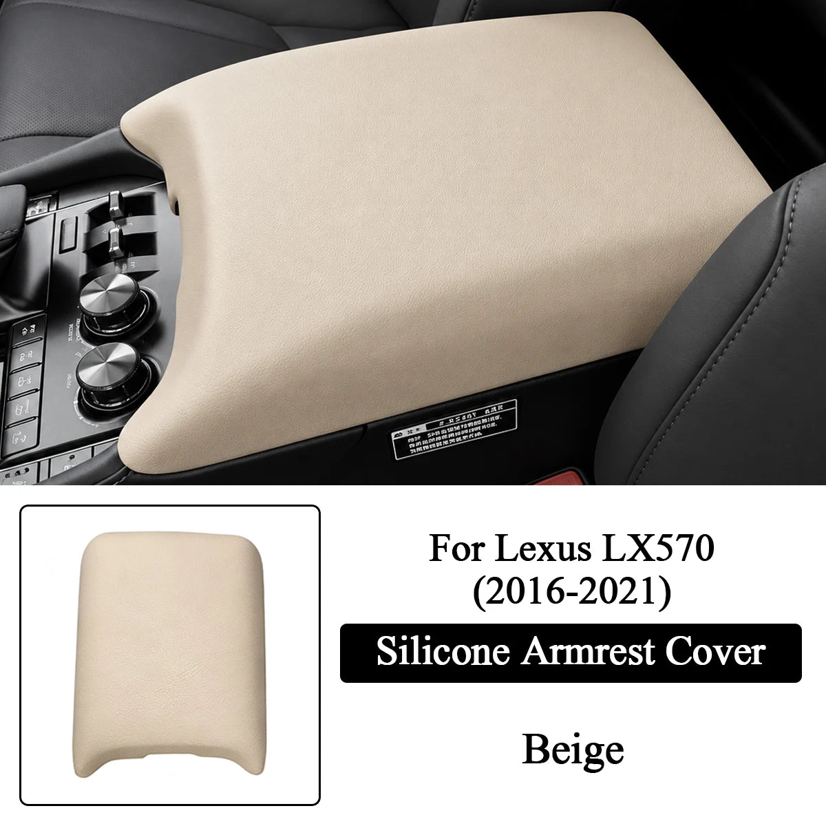 For Lexus LX570 16-21 Silicone Armrest Box Cover Soft Cushion Pad Anti-Slip Waterproof close-up view