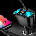 Multiple Devices Can Be Charged at the Same Time with Digital Display Car Charg Dual-por detail view