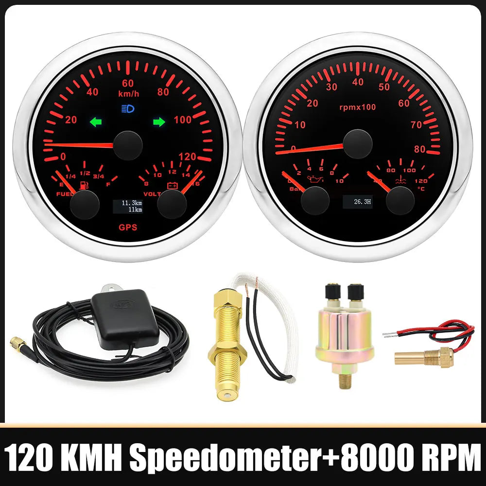 85mm Car 3 In 1 Multi-functional GPS Speedometer Set | RPM Tachometer with Oil Pressu alternate view