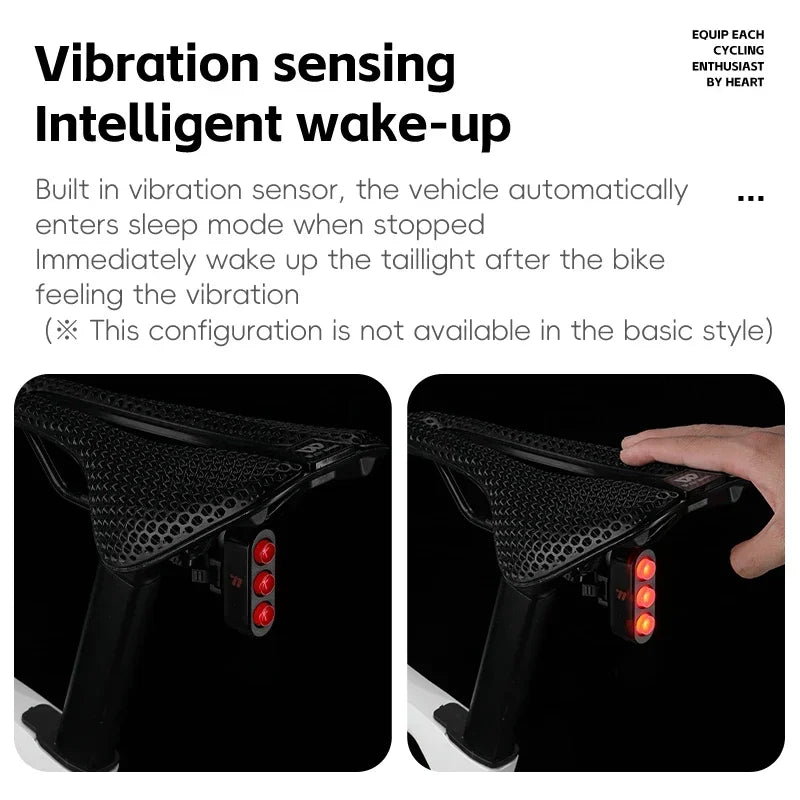 WEST BIKING Bicycle Rear Light Multi LED IP66 Tail Light Auto Start/Stop Brake Sens additional angle