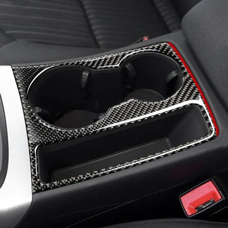 For Audi A4 B8 A5 2009-2016 Carbon Fiber Center Console Cup Holder Panel Trim Frame Decoration Sticker Car Interior Accessories