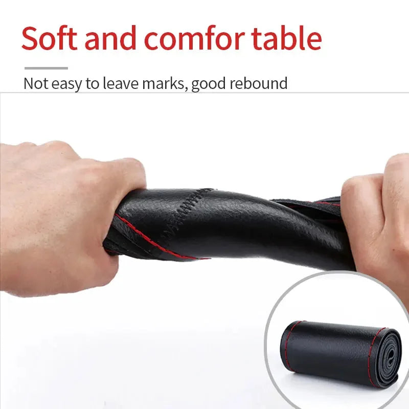 Genuine Leather Steering Wheel Cover For Car Braiding Steering Wheel Protector Covers alternate view