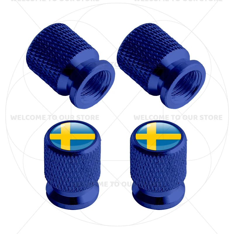 For Sweden Swedish Flag Union Jack Britain Flag Emblem 4Pcs Aluminum Motorcycle Car additional angle