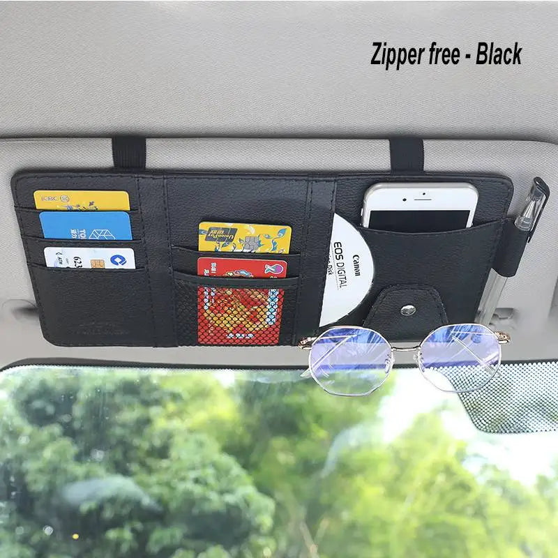 Car Sun Visor Organizer Multi-Pocket Zipper Storage Pouch