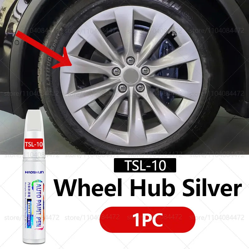 Tesla Wheel Scratch Repair Pen | Matte Black Dark Gun Gray Silver Multiple Colors Pain close-up view