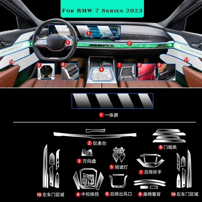 Car Interior Door Center Console Media Dashboard Navigation TPU Anti-scratch Protector Film For BMW