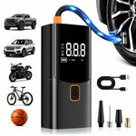 Portable Air Compressor Car Tire Inflator, Electric Tire Pump with LED Light, Digital Pressure Display, Auto Shut Off, Suitable for Car, Motorcycle, Bike, Ball, Emergency Tire Inflation