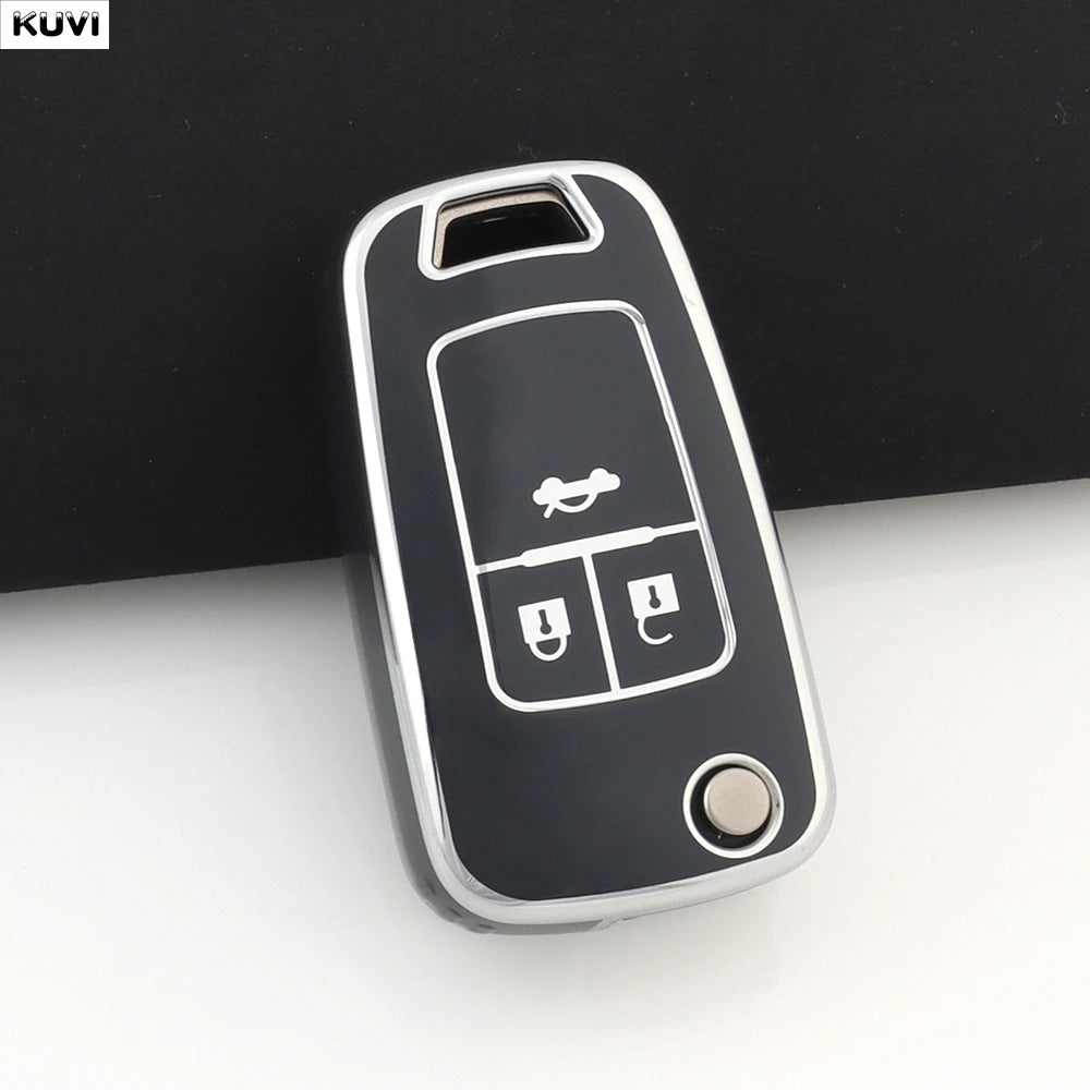 TPU Car Flip Key Case Cover Shell For Chevrolet Cruze Aveo Trax Sail Malibu Captiva additional angle