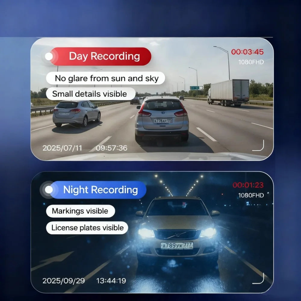 12" Rearview Mirror Dash Cam | 5MP, Dual Lens, Night Vision, Wide Angle detail view