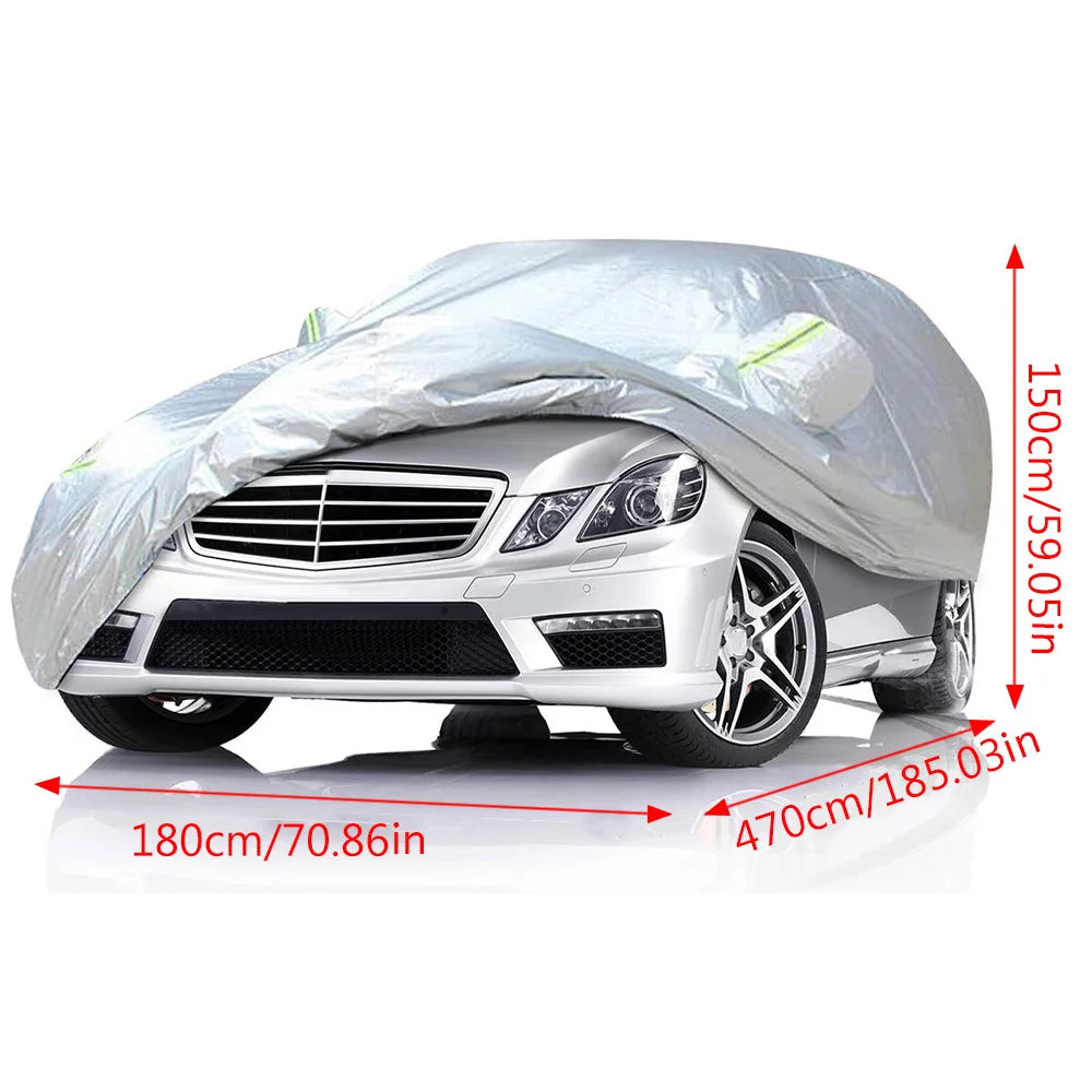 Car Cover Thickened Outdoor Sun Protection 190T | Full Exterior Snow Cover with Reflec close-up view