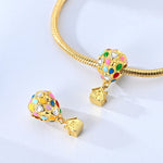 925 Sterling Silver Gold Plated Charms Bead Plane Bow Cross Cat Dangle Fit Original Brac detail view
