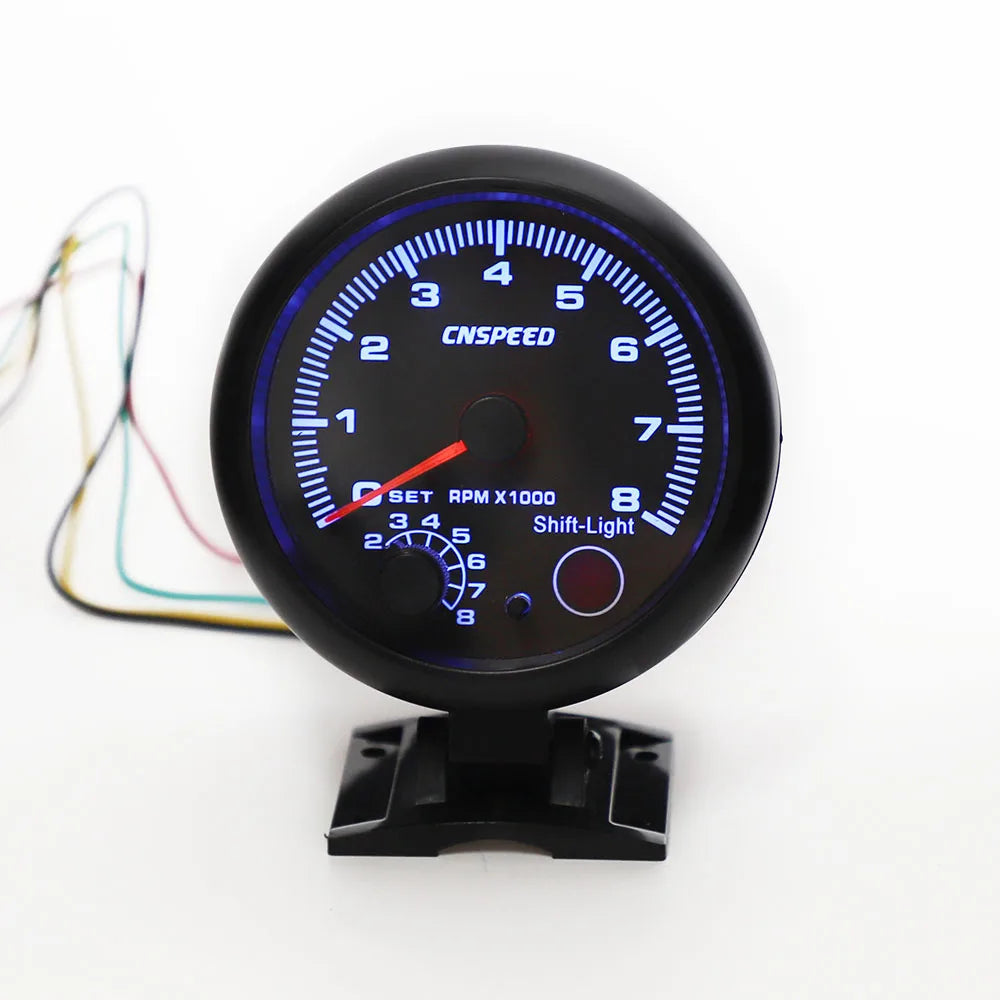 3.75'' 12V Tachometer RPM Gauge 0-8000 RPM | Universal Car Tach with Shift Light additional angle