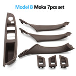7pcs Set LHD Interior Armrest Door Pull Handle Panel Inside Trim Cover For BMW 5 Se additional angle