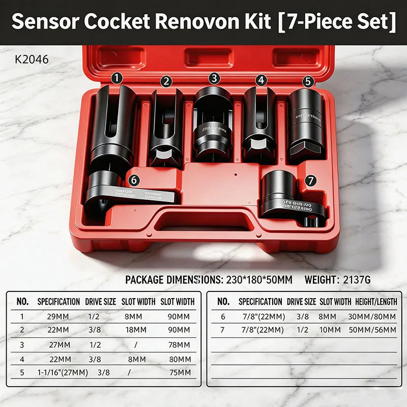 Universal Oxygen Sensor Socket Set O2 Lambda Sensor Removal Tool Kit Automotive Wrench R detail view