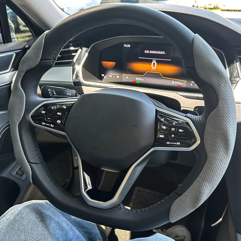 Leather Steering Wheel Cover 15 Inch Anti-Slip additional angle