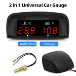 2 In 1 Car Water Temperature and Voltage Gauge | Digital LCD Display with 1/8 NPT Sens close-up view