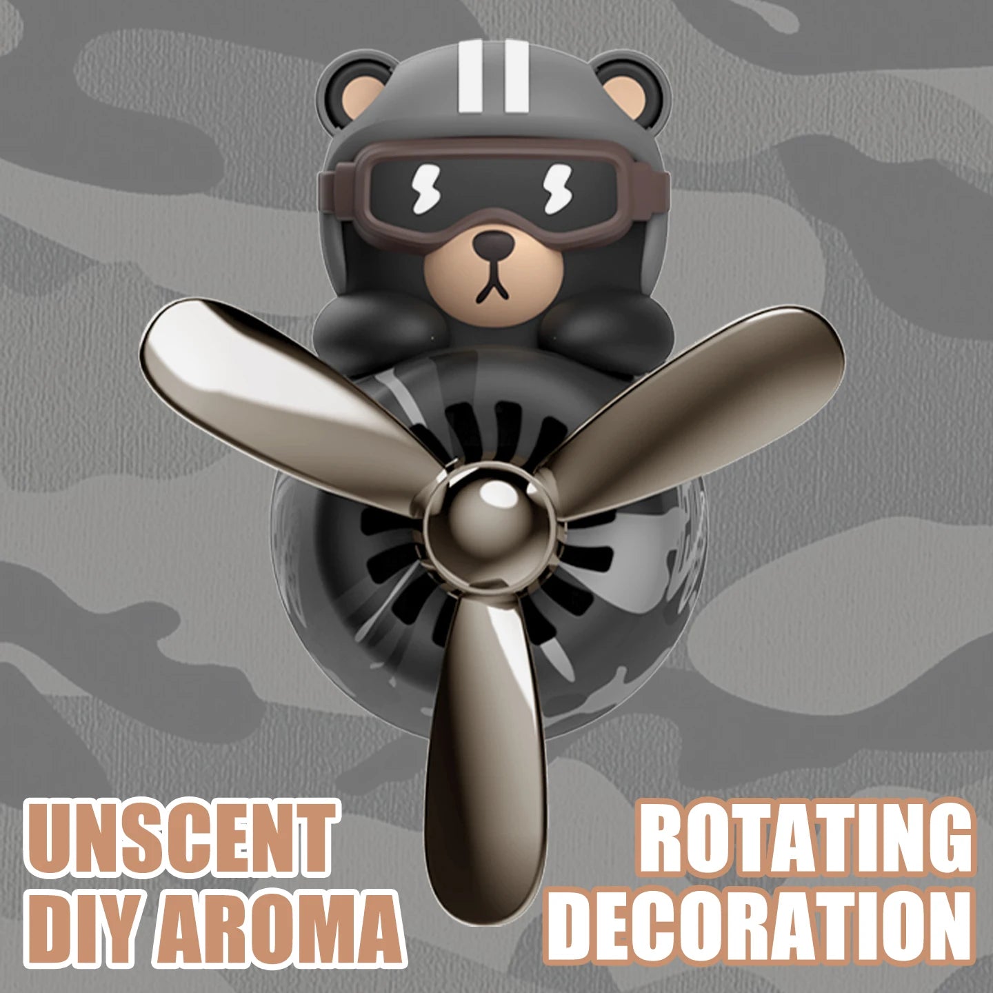 No Fragrance DIY Perfume Rotating Propeller Bear Car Air Freshener Ornament | Cool Vent Diffuser Dec