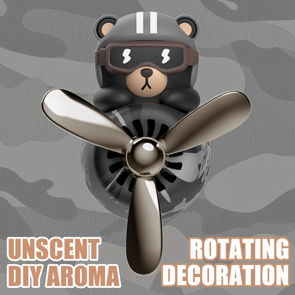 No Fragrance DIY Perfume Rotating Propeller Bear Car Air Freshener Ornament | Cool Vent Diffuser Dec