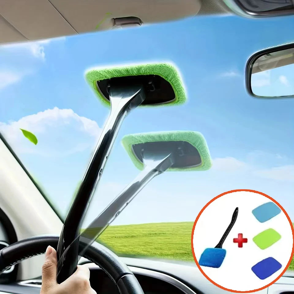 Car Window Cleaner Brush Kit Windshield Cleaning Wash Tool Inside Interior Auto Glass Wiper with Lon