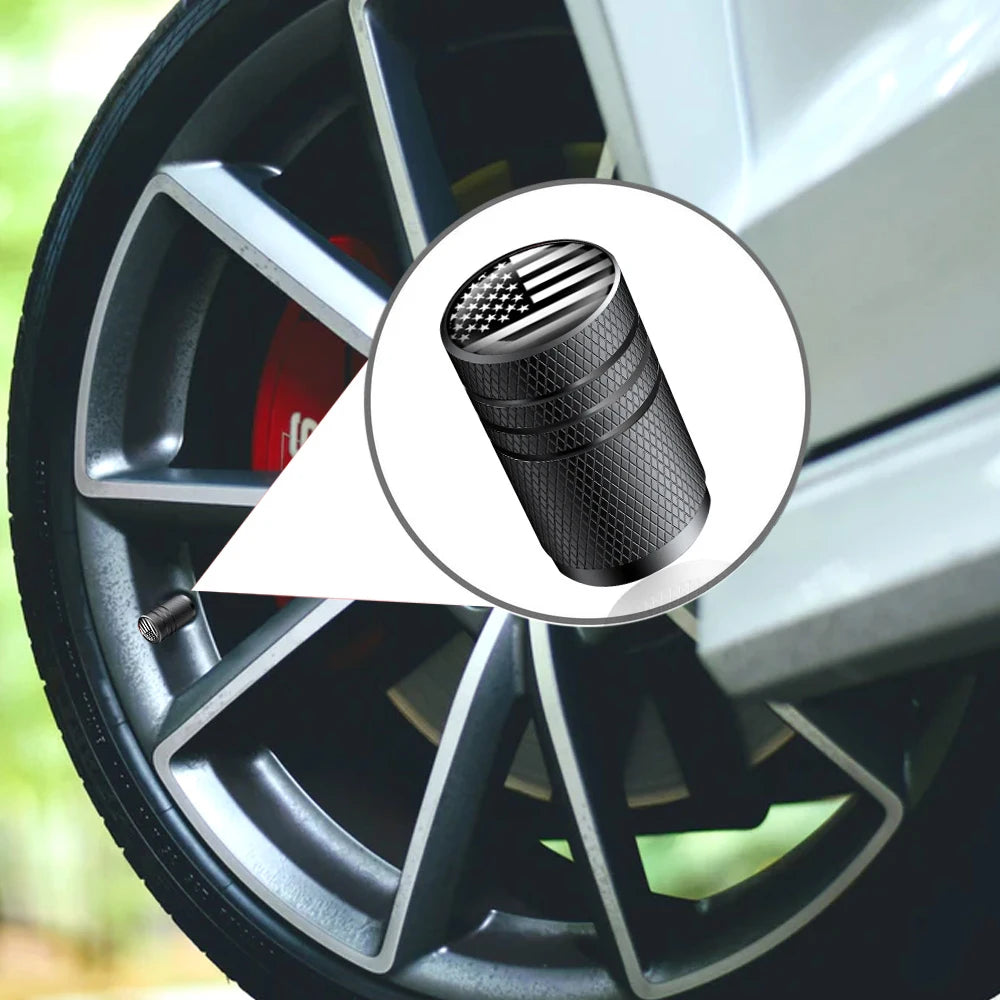 American Flag Tire Valve Caps | Aluminum Dustproof Stem Caps for Cars Trucks Motorcyc lifestyle view