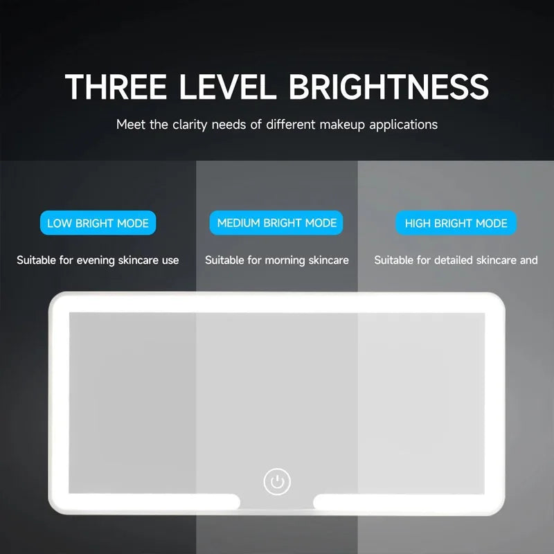 Car Interior Mirrors Sun Visor Plate LED HD Makeup Mirror for Girls Women Rechargeable close-up view