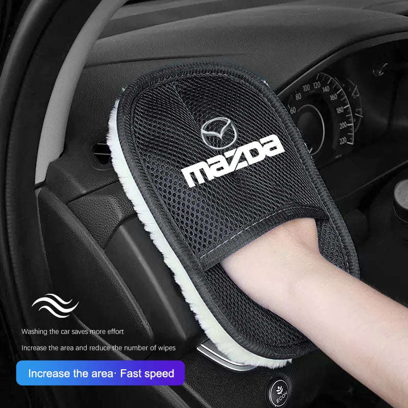 Car Plush Cleaning Gloves | Thickening Wool Wash Towel for Mazda alternate view