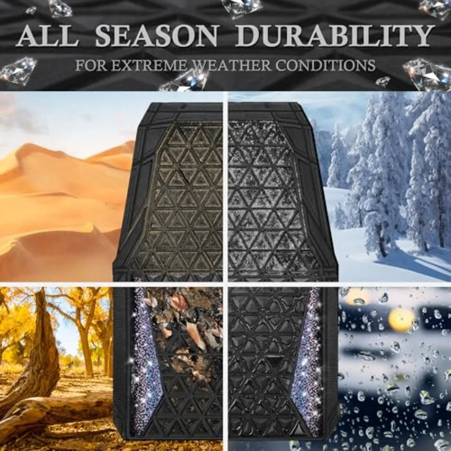 Dazzle Glitter Car Floor Mats | 3D Rhombus, Anti-Slip, Waterproof, Universal Trim Fit