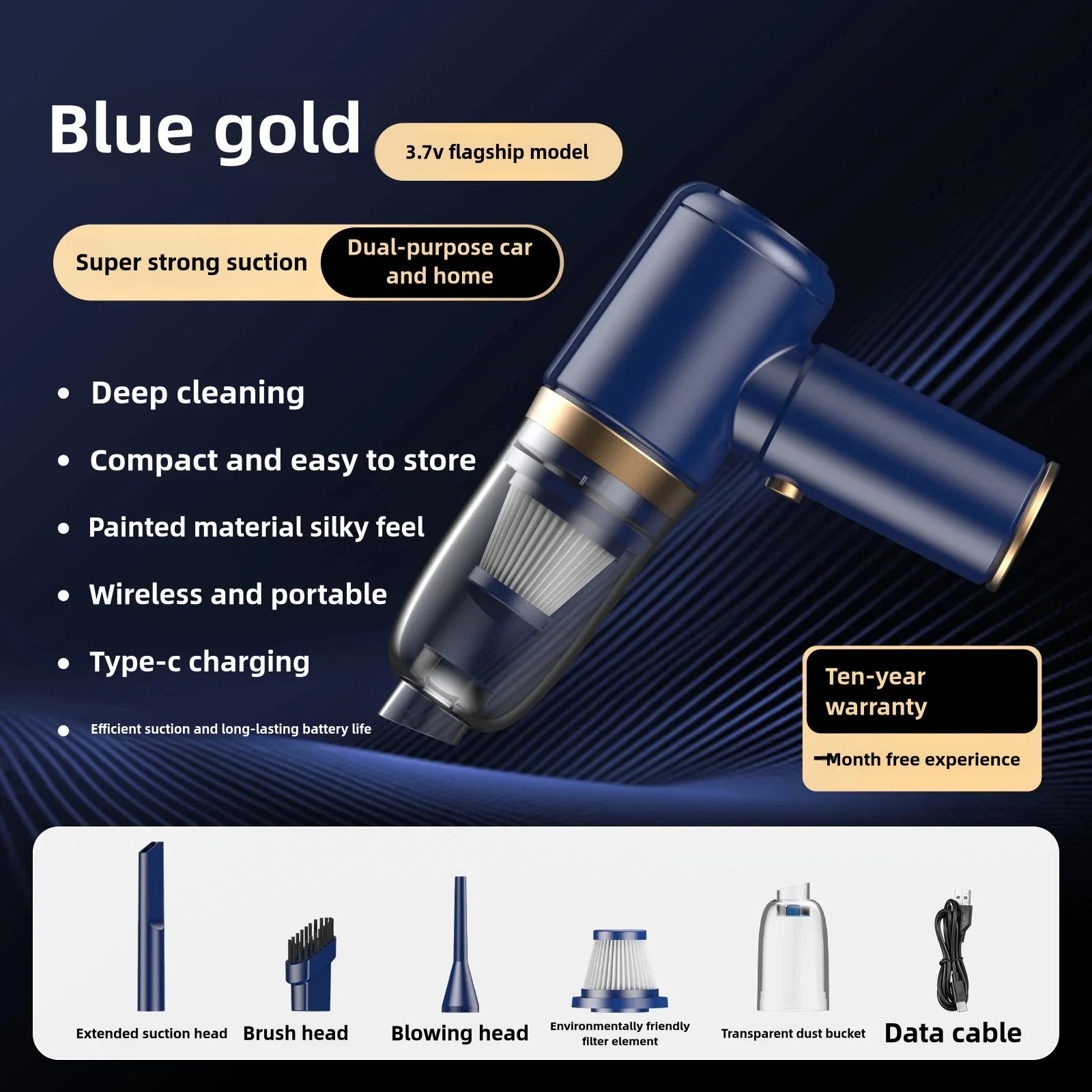 Lenovo 98000PA Wireless Car & Home Vacuum Cleaner — 120W Cordless Handheld detail view