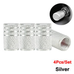 DSYCAR 4Pcs Silver Aluminum Knurling Tire Valve Stem Caps | US Schrader Compatible additional angle