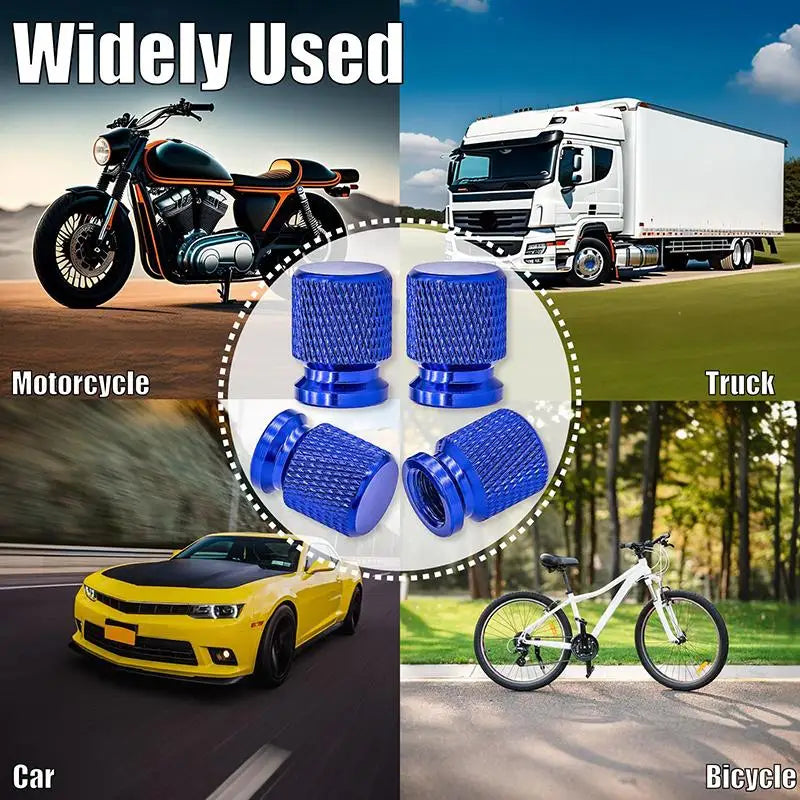 Anodized Aluminum Tire Valve Stem Caps | Universal Wheel Valve Covers for Cars, SUVs, Tr detail view