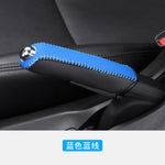 Car Artificial Leather Handbrake Cover Protective Sleeve Hand Brake Protection Car Int close-up view