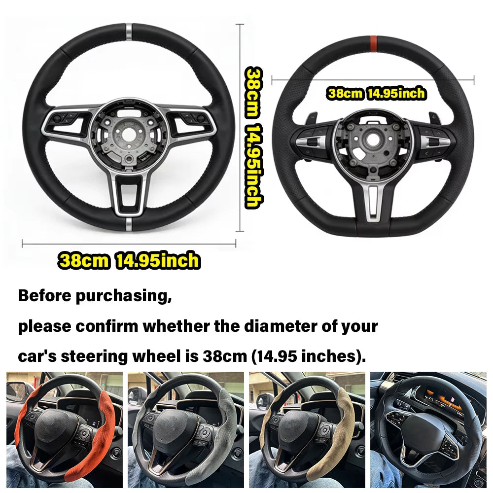 Leather Steering Wheel Cover 15 Inch Anti-Slip alternate view