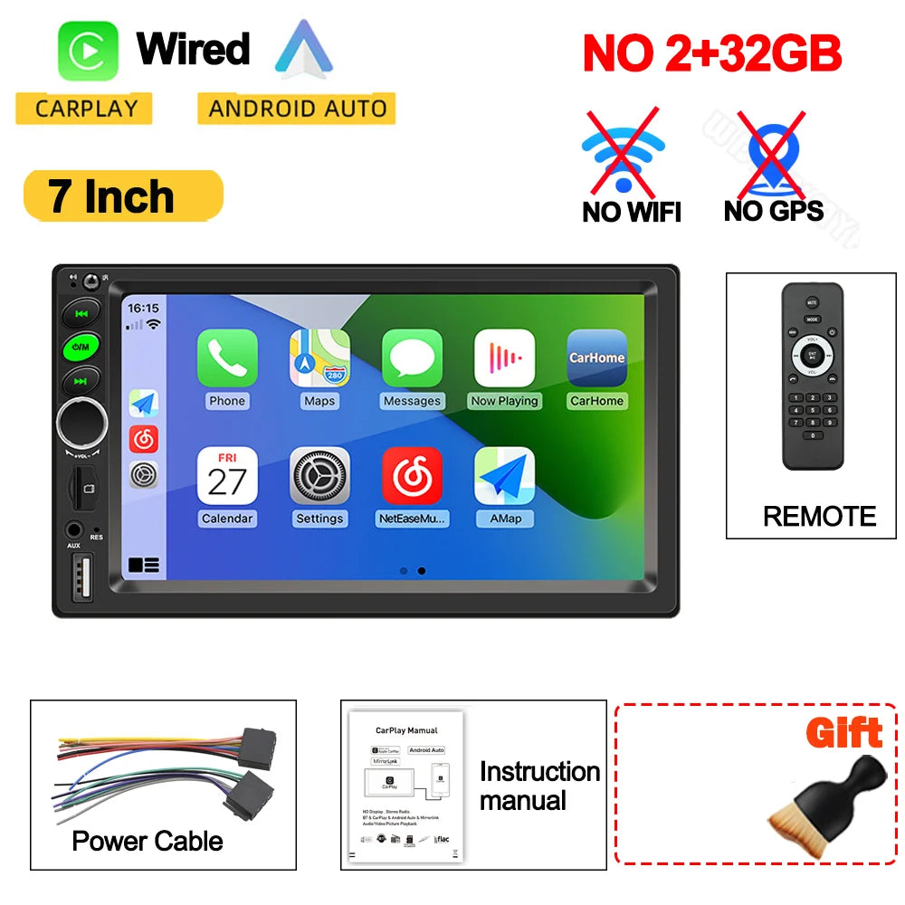 7"/9"/10" Universal 2din Android Car Radio | GPS Navigation Head Unit with Carplay close-up view