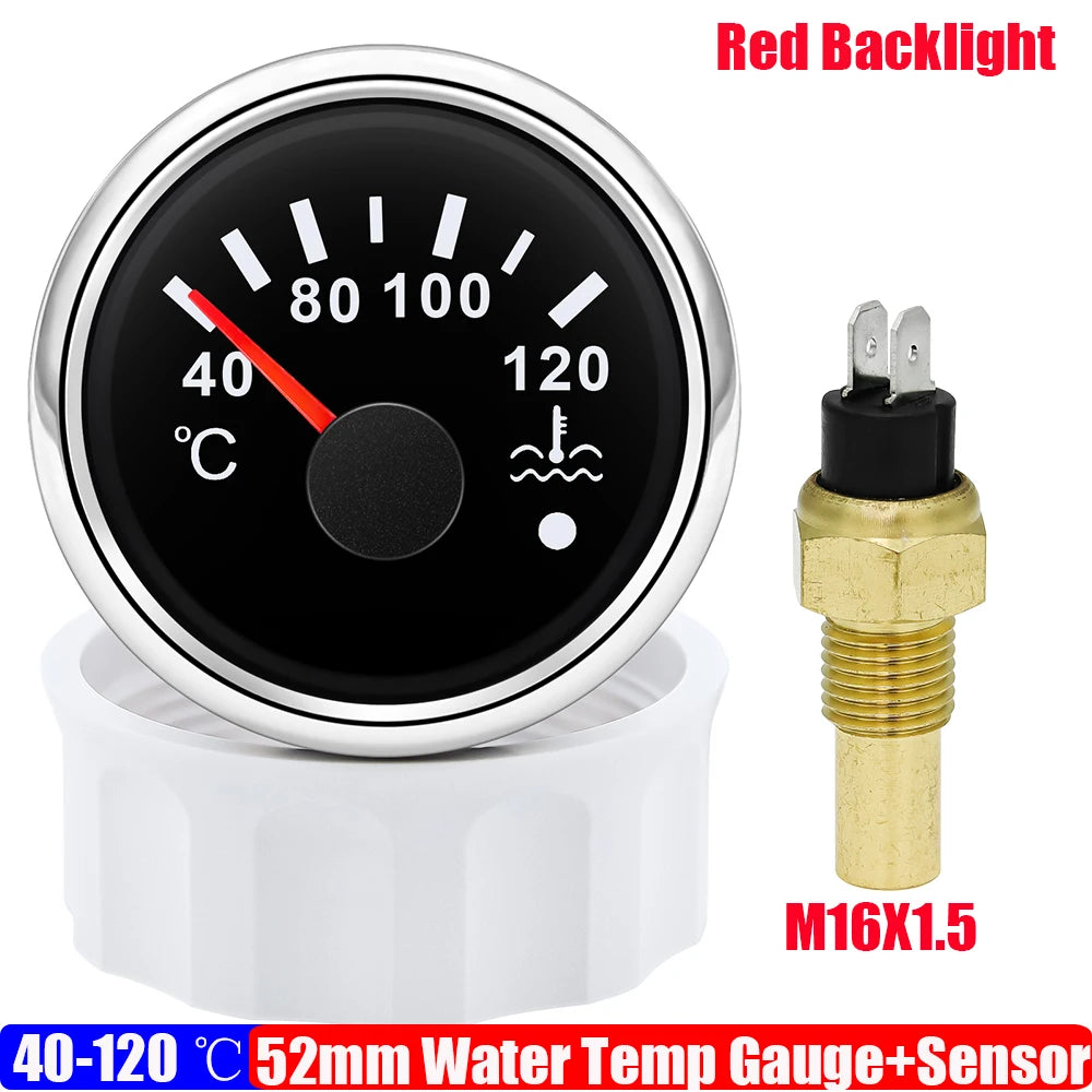 52mm Water Temperature Gauge with Flash Alarm | 40-120℃ Red LED Water Temp Meter for lifestyle view