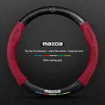Carbon Fiber Suede Car Steering Wheel Cover | Compatible with Mazda 3 5 6 CX5 CX8 MX5 RX detail view