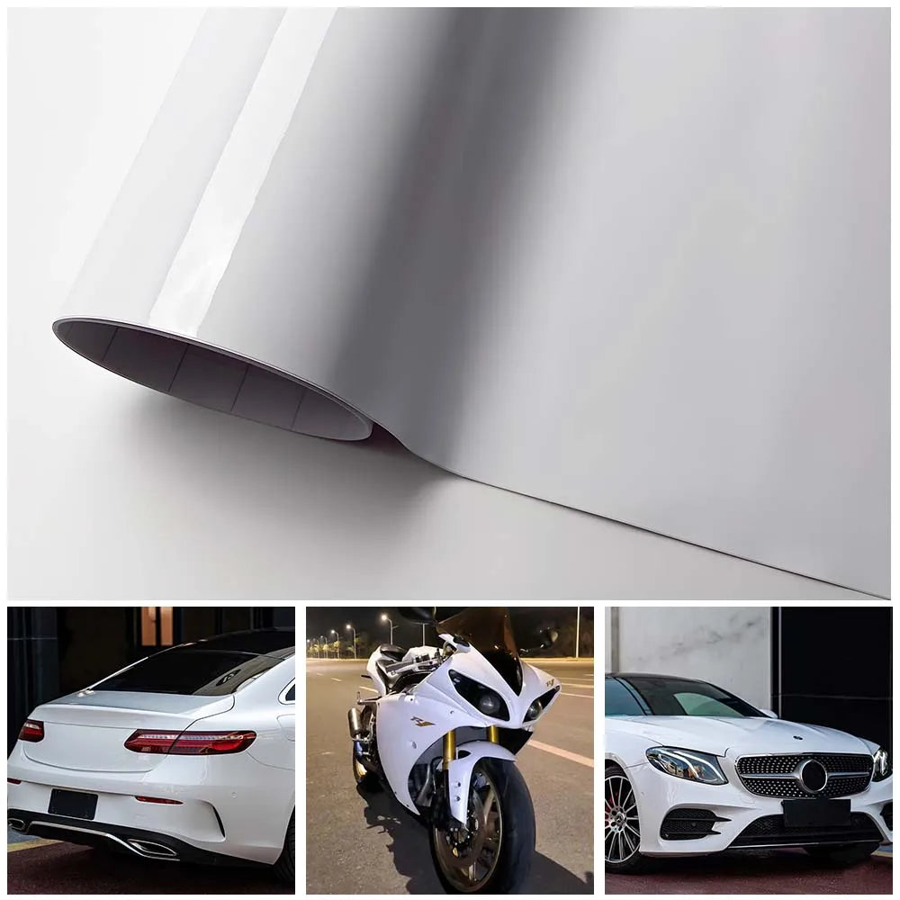 Bright White Vinyl Wrap Self-adhesive Auto Motorcycle Body Wrap Sticker Glossy White Vinyl Film Shin