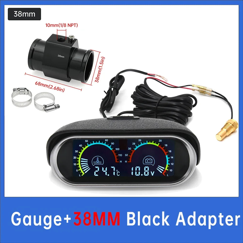2 in 1 LCD Digital Display Voltmeter and Water Temp Gauge | Universal Car Truck Gau additional angle