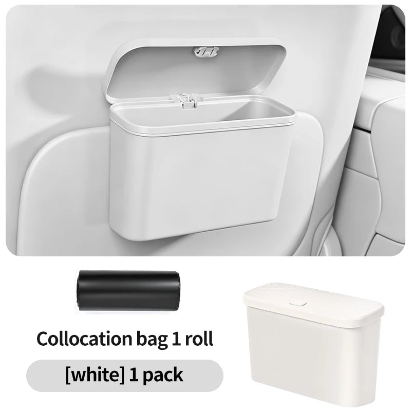 Multifunctional Hanging Car Trash Can with Lid Storage Bin additional angle