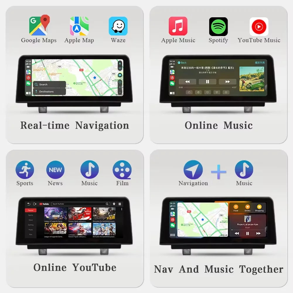 10.25 Inch Linux Wireless Carplay Android Auto Car Radio Multimedia For BMW 1 2 3 4 S alternate view