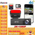 Acceo 4G LTE Car Dashcam with GPS Tracking | 2K Front and Rear Camera with Collision Warning and Liv