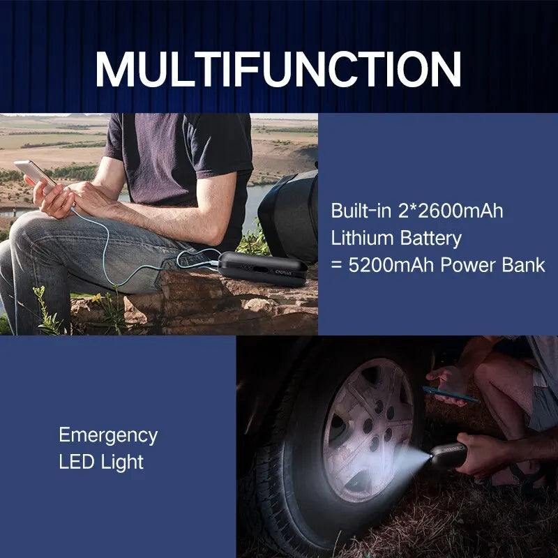 CYCPLUS A2 Wireless Air Compressor | Portable Smart Tire Inflator for Car and Bike close-up view
