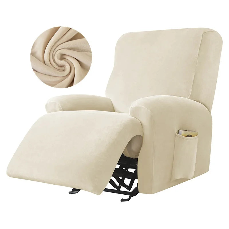 1/2/3 Seater Velvet Stretch Recliner Sofa Cover  Relax Armchair Slipcover Elastic All-inclusive Reclining Sofa Protector